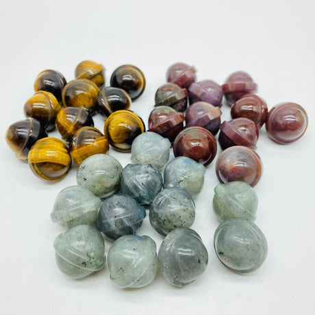 3 Types UFO Universe Shape Sphere Carving Wholesale Ocean Jasper Labradorite Tiger Eye -Wholesale Crystals