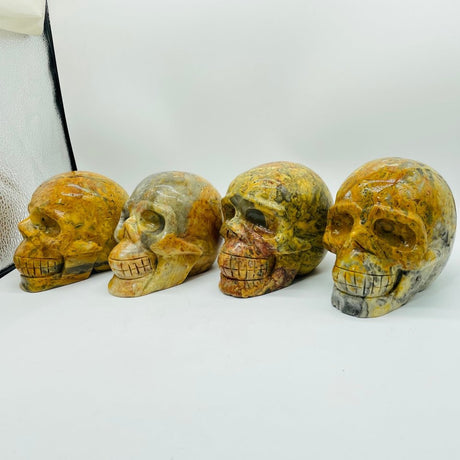 4 Pieces Crazy Agate Skull Carving -Wholesale Crystals