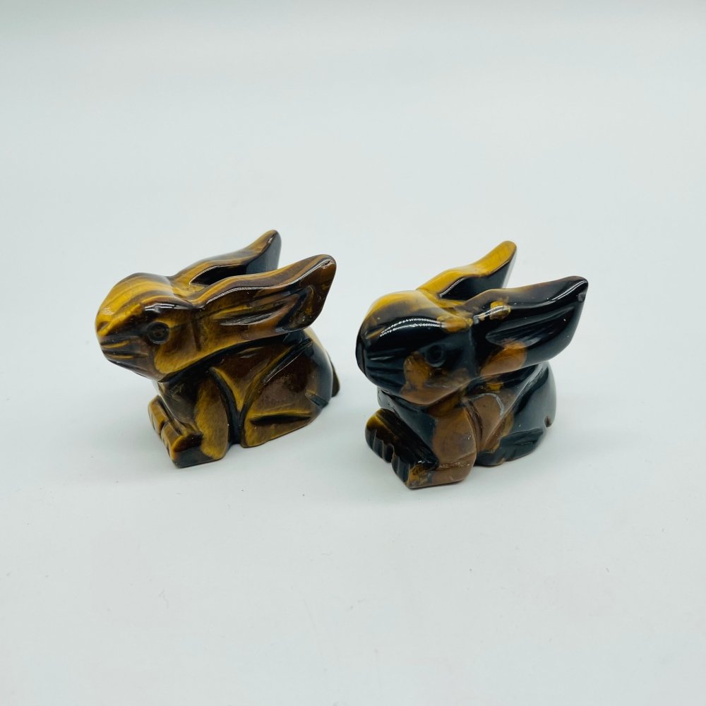 4 Types Easter Rabbit Carving Wholesale Moss Agate Green Aventurine Tiger Eye -Wholesale Crystals