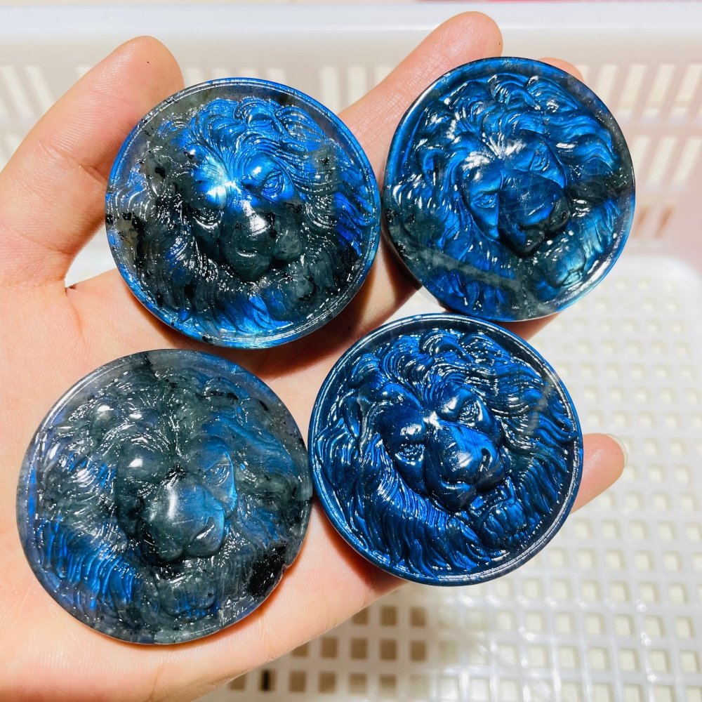 4Pieces High Quality Labradorite Lion Head Carving -Wholesale Crystals