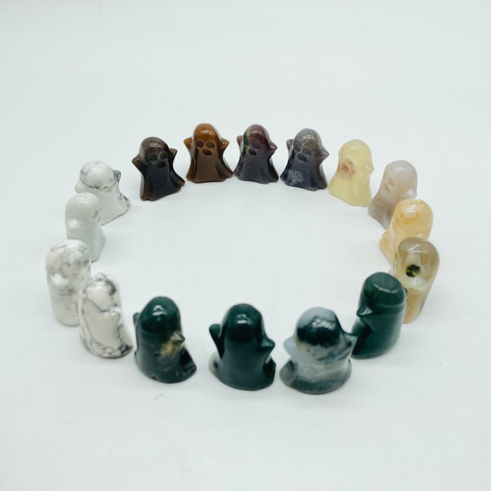 4Types Ghost Carving Wholesale Moss Agate & Ocean Jasper -Wholesale Crystals