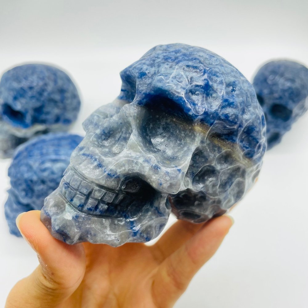 5 Pieces Blue Dot Stone large Skull Carving -Wholesale Crystals