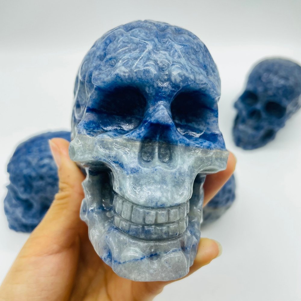 5 Pieces Blue Dot Stone large Skull Carving -Wholesale Crystals