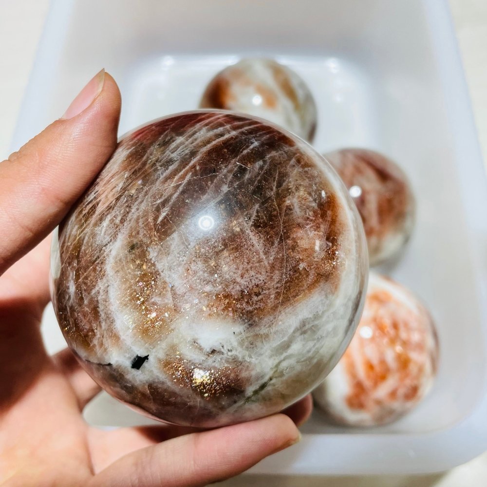 5 Pieces High Quality Sunstone Spheres -Wholesale Crystals
