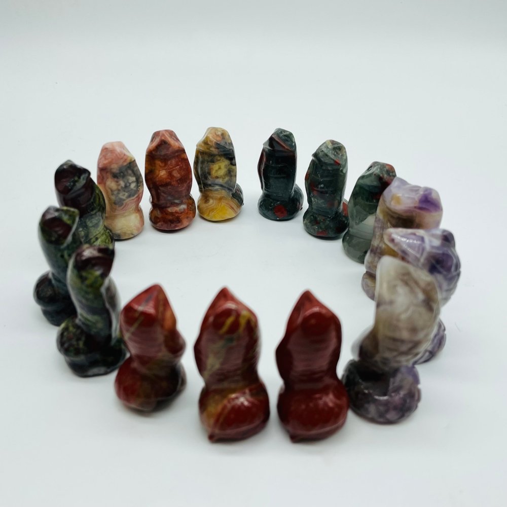 5 Types Cobra Snake Red jasper & Africa Blood Stone Carving Wholesale -Wholesale Crystals