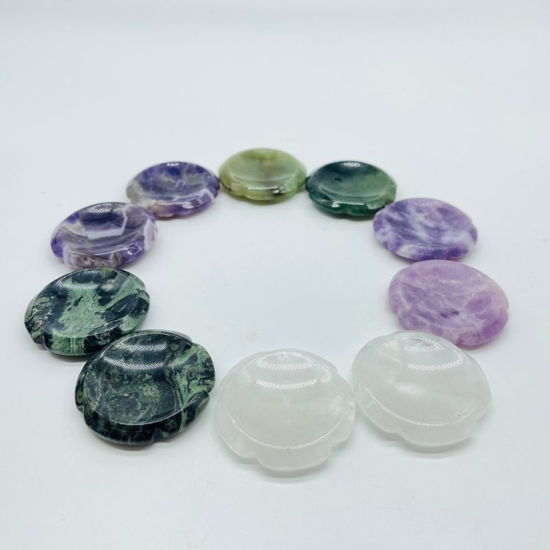 5 Types Flower Bowl Sphere Stand Wholesale Lepidolite Clear Quartz Moss Agate -Wholesale Crystals