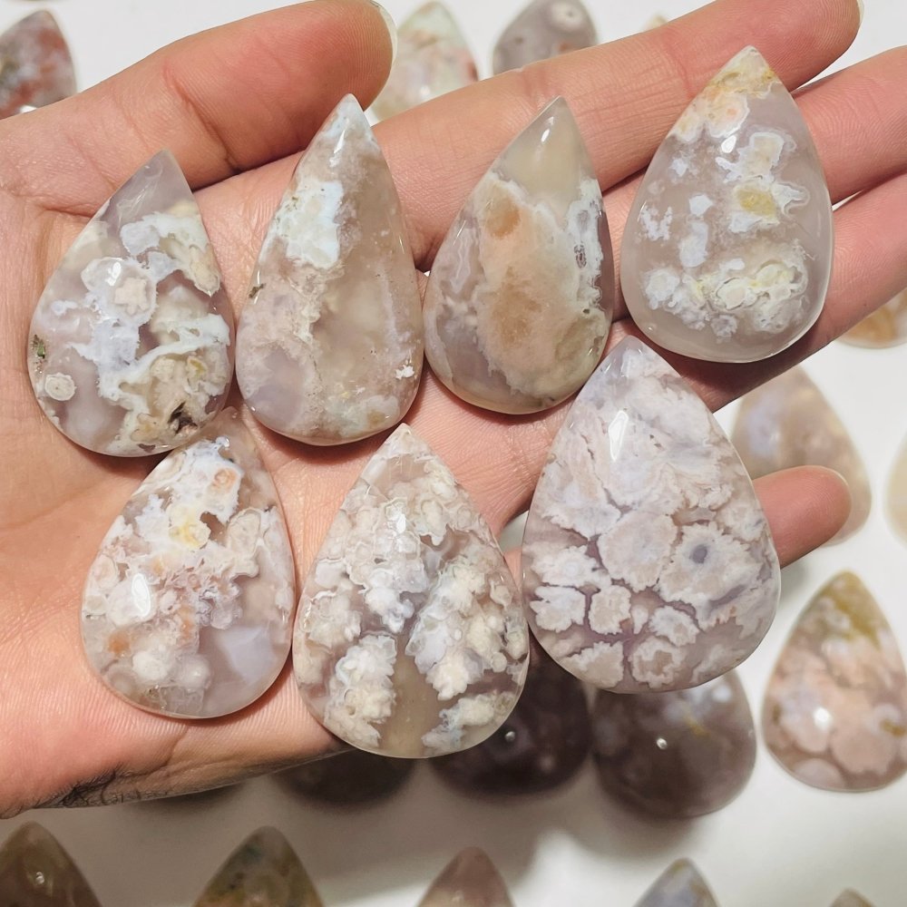 53 Pieces High Quality Sakura Flower Agate Teardrop Pendant DIY -Wholesale Crystals