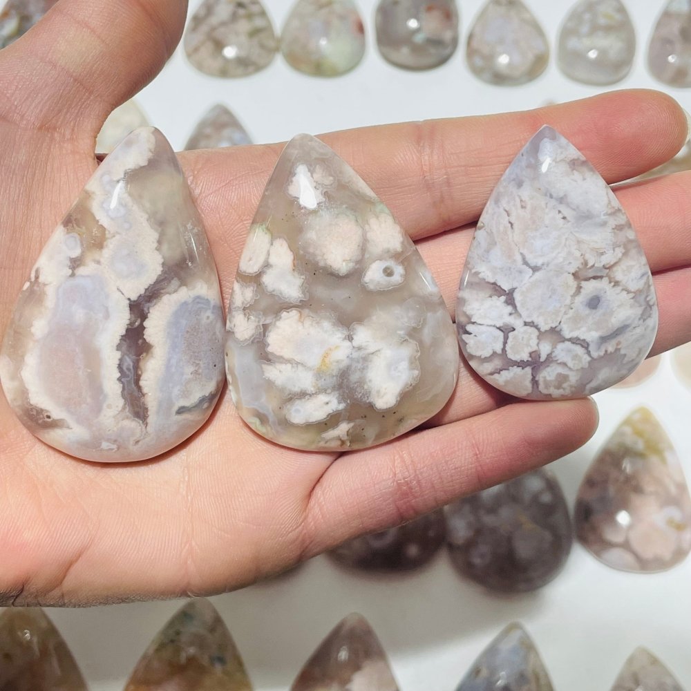 53 Pieces High Quality Sakura Flower Agate Teardrop Pendant DIY -Wholesale Crystals