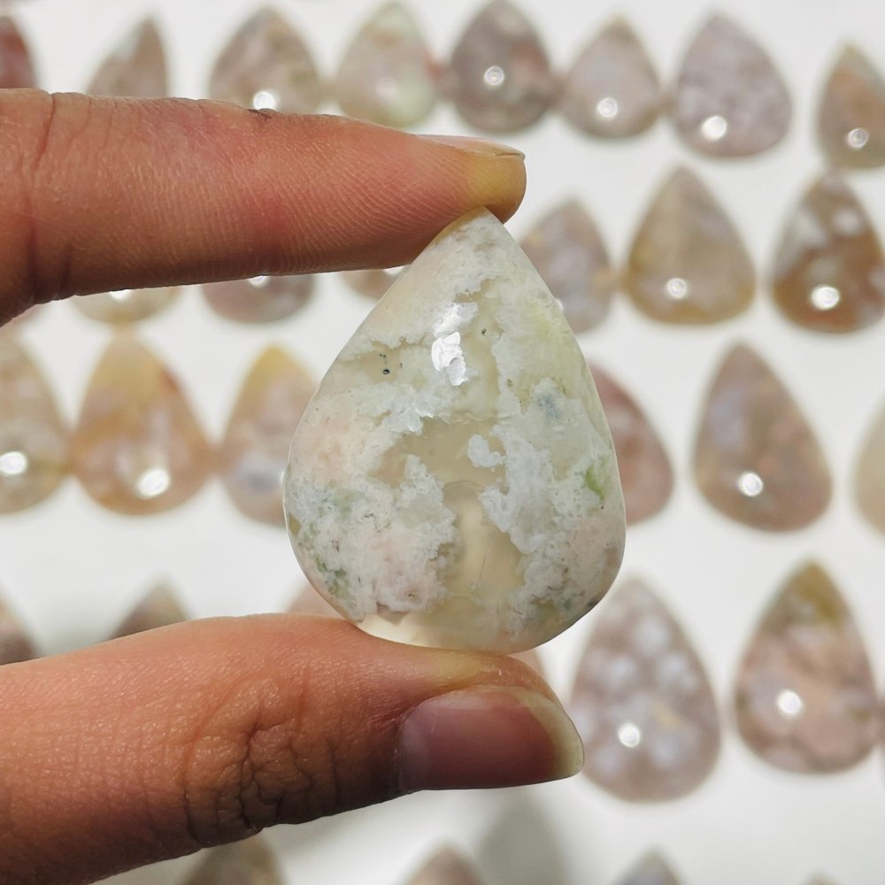 53 Pieces High Quality Sakura Flower Agate Teardrop Pendant DIY -Wholesale Crystals