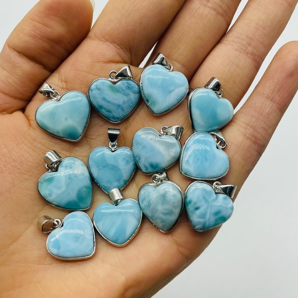 54 Pieces Larimar Heart Charm Pendant -Wholesale Crystals