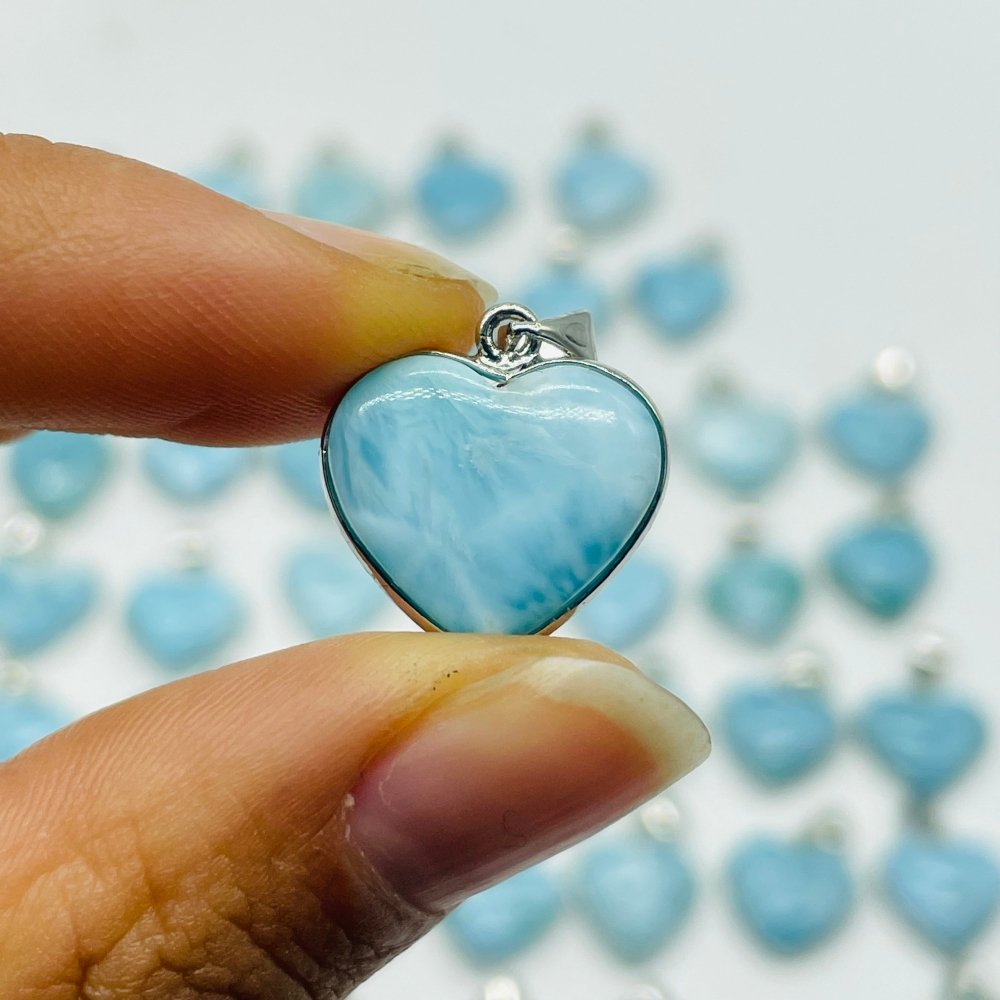 54 Pieces Larimar Heart Charm Pendant -Wholesale Crystals