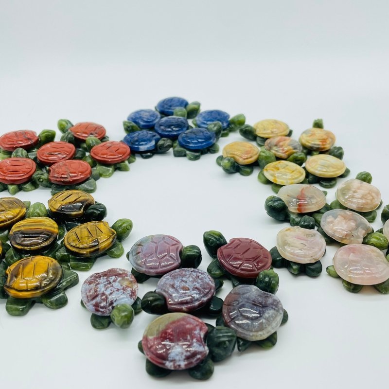 6 Types Turtle Carving Crystal Wholesale Tiger Eye Ocean Jasper - Wholesale Crystals
