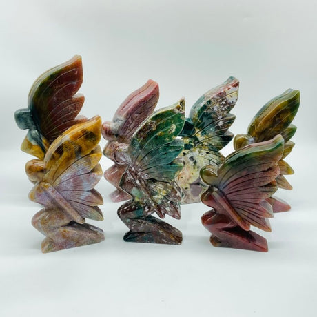 7 Pieces Beautiful Ocean Jasper Butterfly Fairy Carving -Wholesale Crystals