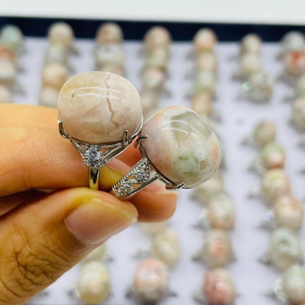 78 Pieces Sakura Flower Agate Different Styles Ring -Wholesale Crystals