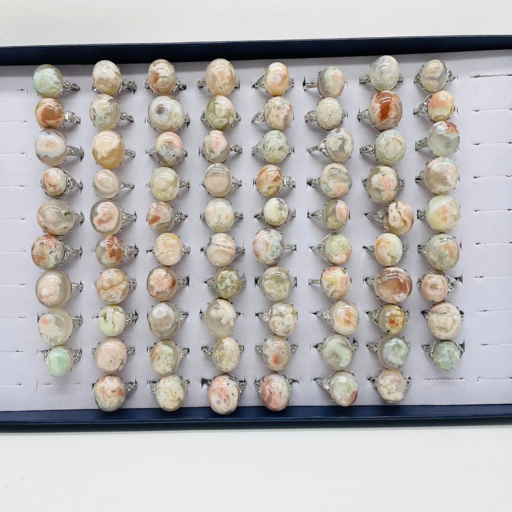 78 Pieces Sakura Flower Agate Different Styles Ring -Wholesale Crystals