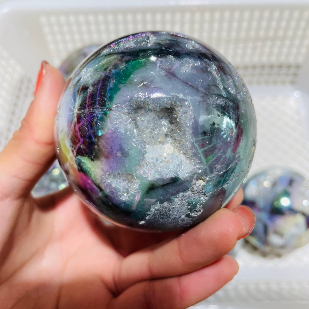 8 Pieces Geode Aura Sphalerite Sphere Ball -Wholesale Crystals