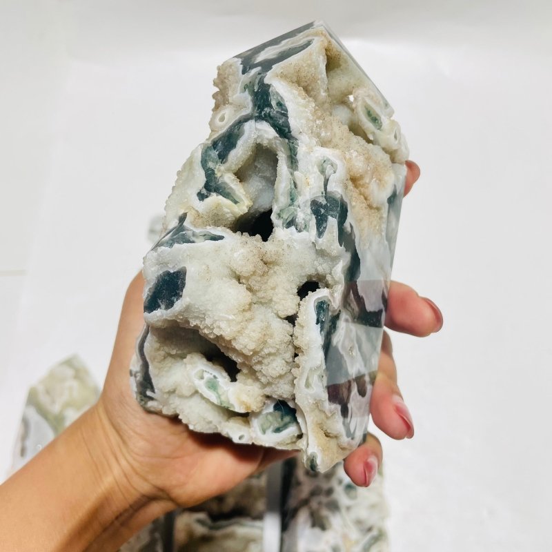 8 Pieces Geode Druzy Moss Agate Tower -Wholesale Crystals