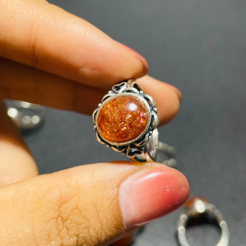 8 Pieces High Quality Sunstone Different Styles Sterling Silver Ring -Wholesale Crystals