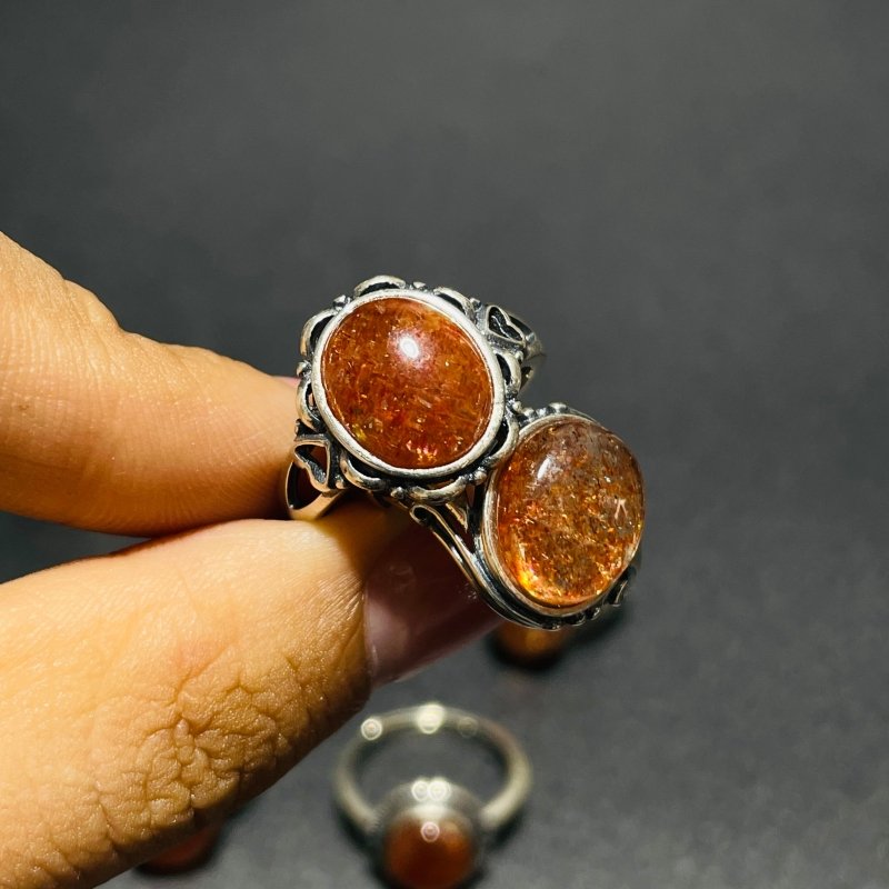8 Pieces High Quality Sunstone Different Styles Sterling Silver Ring -Wholesale Crystals