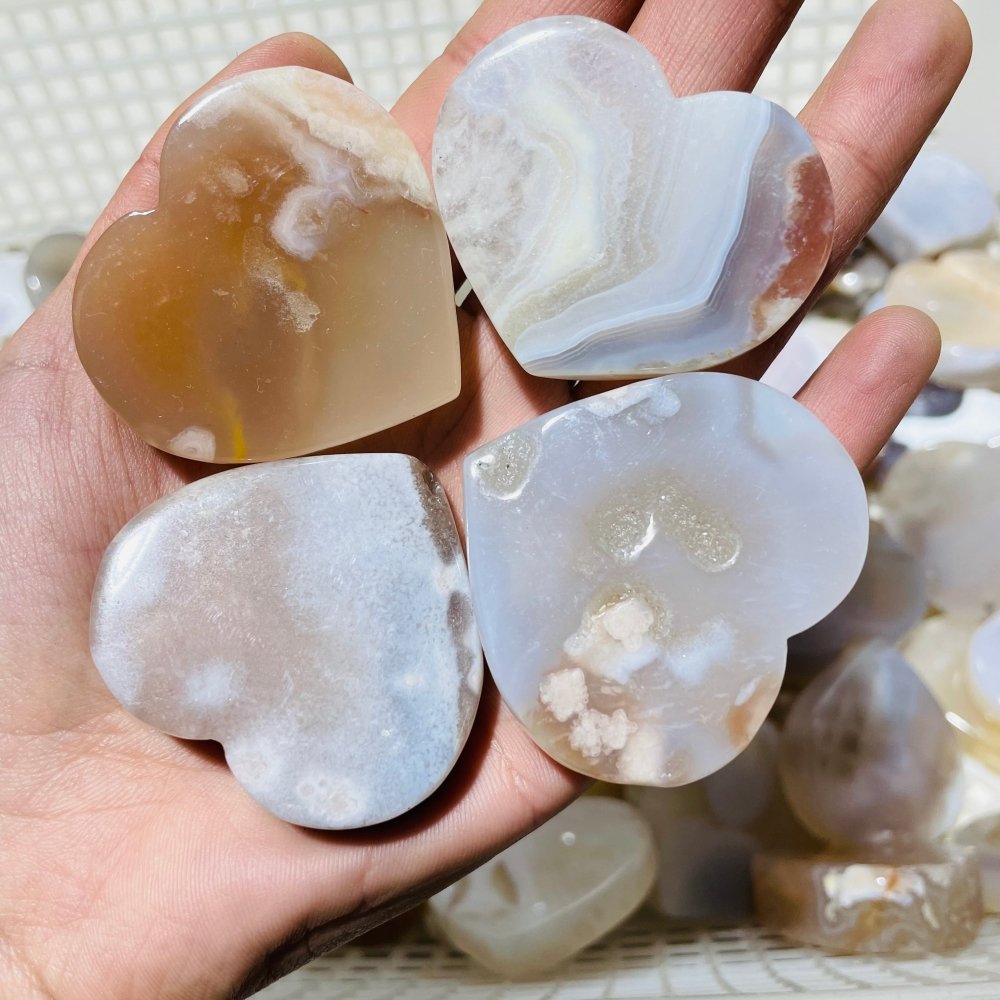 84 Pieces Sakura Flower Agate Heart -Wholesale Crystals