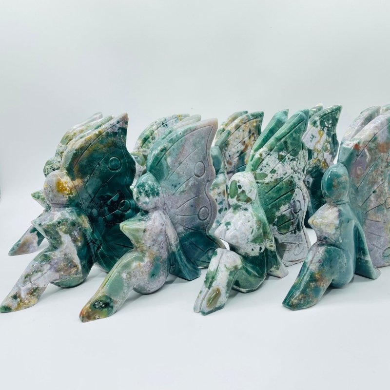 9 Pieces Beautiful Ocean Jasper Butterfly Fairy Carving -Wholesale Crystals