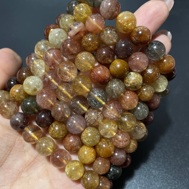 9 Pieces High Grade Rutile Crystal Bracelet -Wholesale Crystals