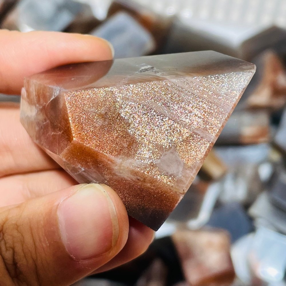 90 Pieces Black Rainbow Sun Stone With Hematite Free Form -Wholesale Crystals