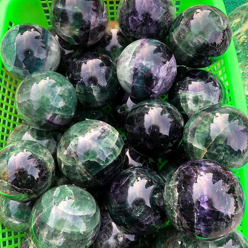 Green and Purple Fluorite Crystal Sphere -Wholesale Crystals