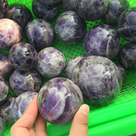 2-4in(5-10cm) amethyst chevron sphere ball -Wholesale Crystals