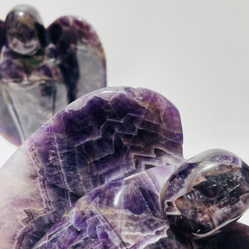 2 Pieces Large Chevron Amethyst Angel Carving(with natural crack) -Wholesale Crystals