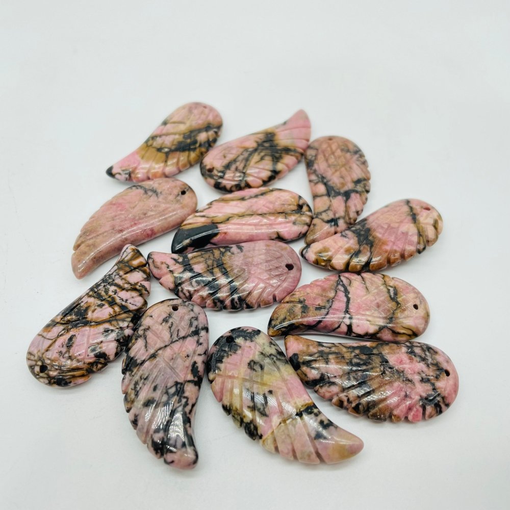 Angel Wing Carving Pendant Chevron Amethyst Rhodonite Wholesale -Wholesale Crystals