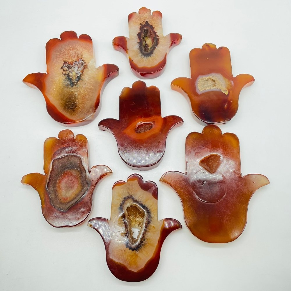 Beautiful Carnelian Geode Hamsa Hand Carving Crystal Wholesale -Wholesale Crystals