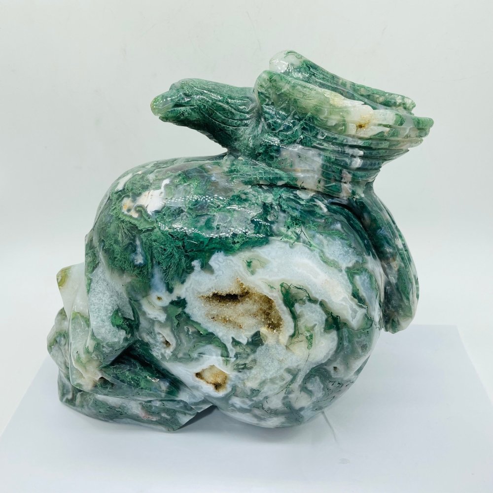 Beautiful Large Moss Agate Bird Skull Carving -Wholesale Crystals
