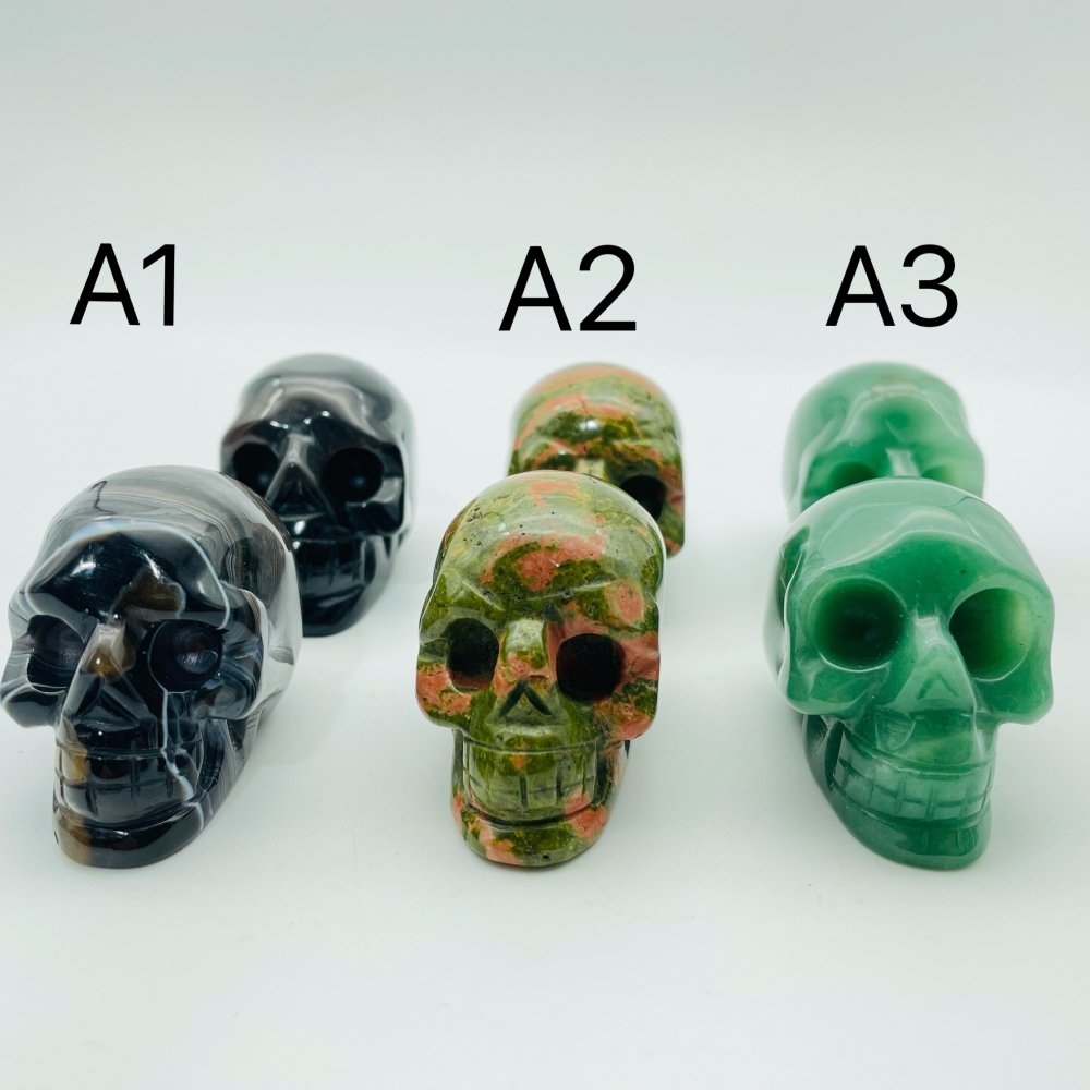Black Agate Unakite Green Aventurine Skull Wholesale -Wholesale Crystals