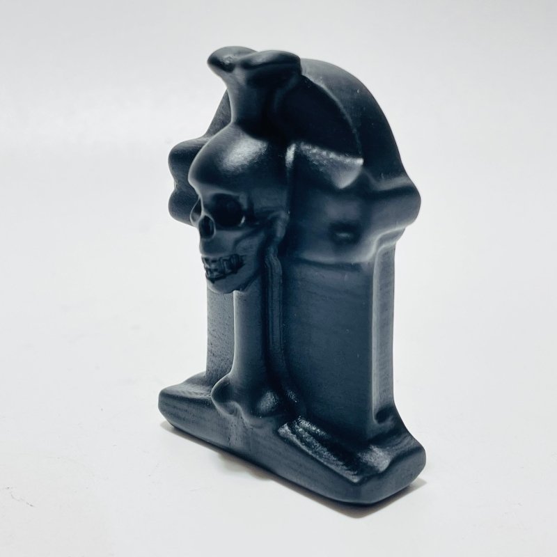 Black Obsidian Tombstone Skull Cross Carving Wholesale -Wholesale Crystals
