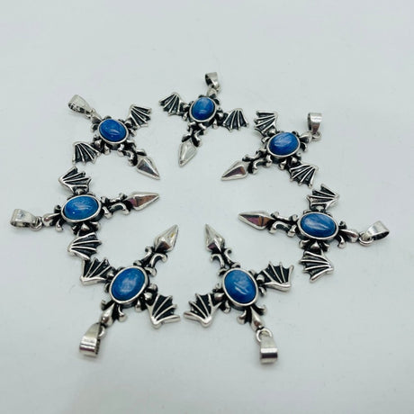 Blue Kyanite DIY Pendant Demon Sword Pendant Wholesale Gothic Sword with Devil Wing -Wholesale Crystals