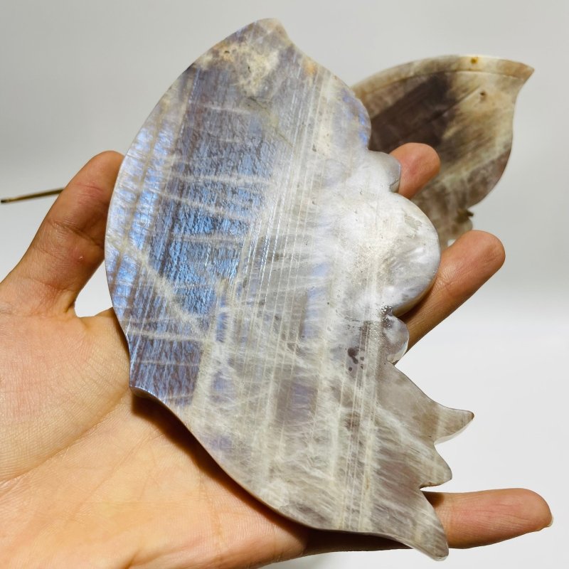 Blue Moonstone Mixed Sunstone Butterfly Carving With Stand -Wholesale Crystals