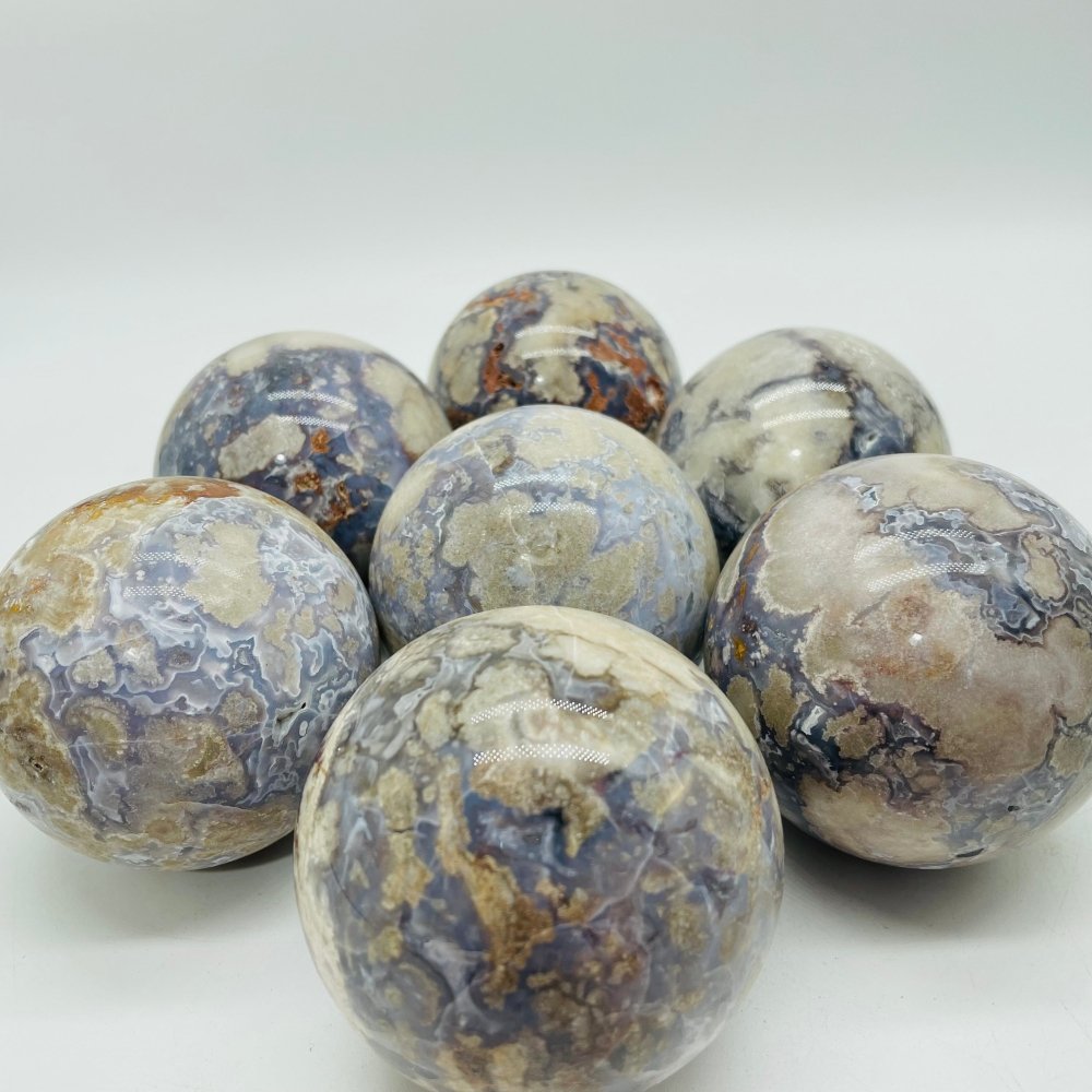 Blue Sakura Flower Agate Spheres Ball Wholesale -Wholesale Crystals