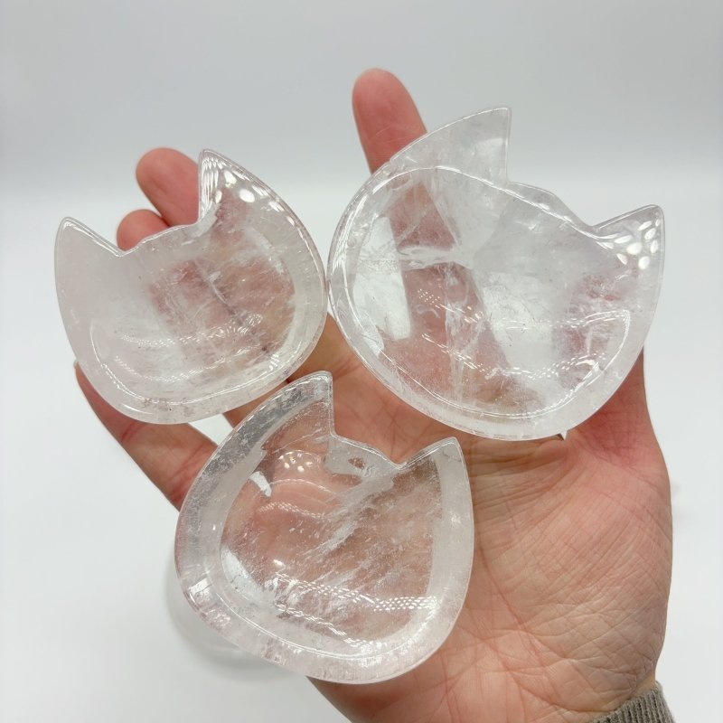 Cat Head Shape Clear Quartz Shallow Bowl Wholesale -Wholesale Crystals