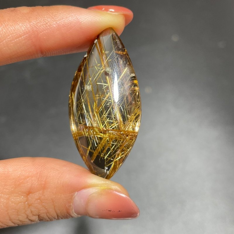 Eye Shape Gold Rutile Pendant Jewelry Making -Wholesale Crystals