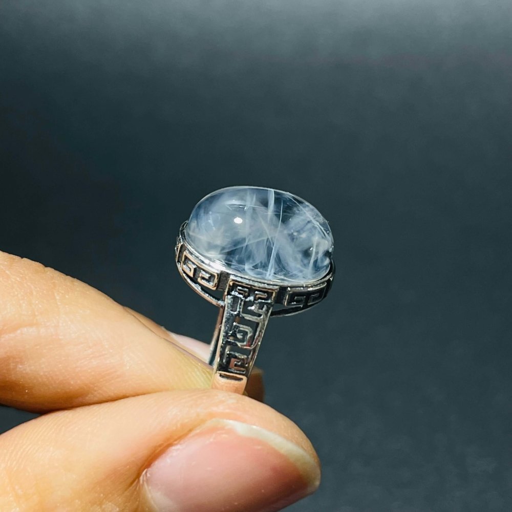 30 Pieces S925 High Grade Blue Angel Feather Quartz Ring -Wholesale Crystals