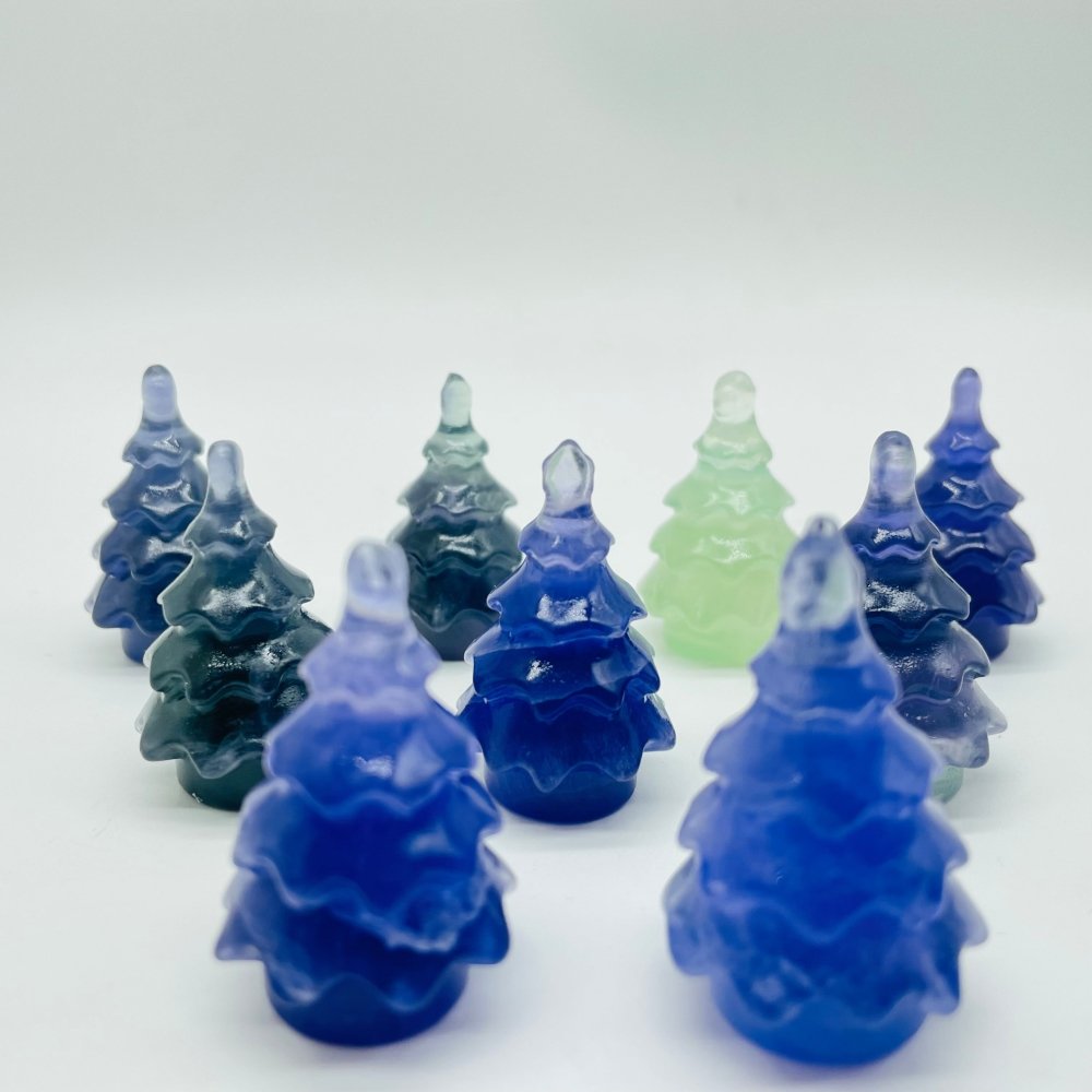 Fluorite Christmas Tree Pine Tree Carving Wholesale -Wholesale Crystals