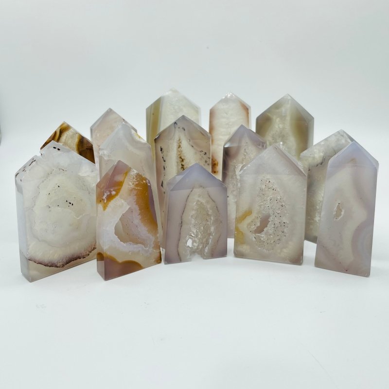 Geode Druzy Agate Four Sided Point Crystal Wholesale -Wholesale Crystals