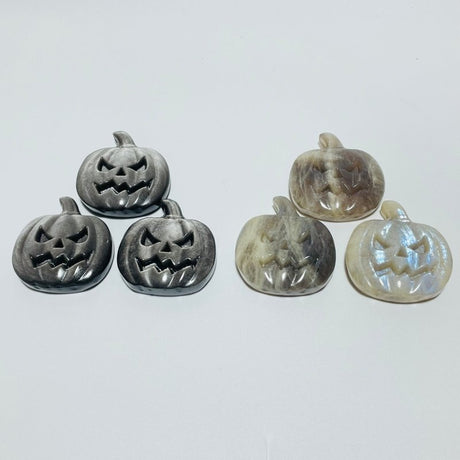 Halloween Pumpkin Carving Moonstone Mixed Sunstone Silver Obsidian Wholesale -Wholesale Crystals