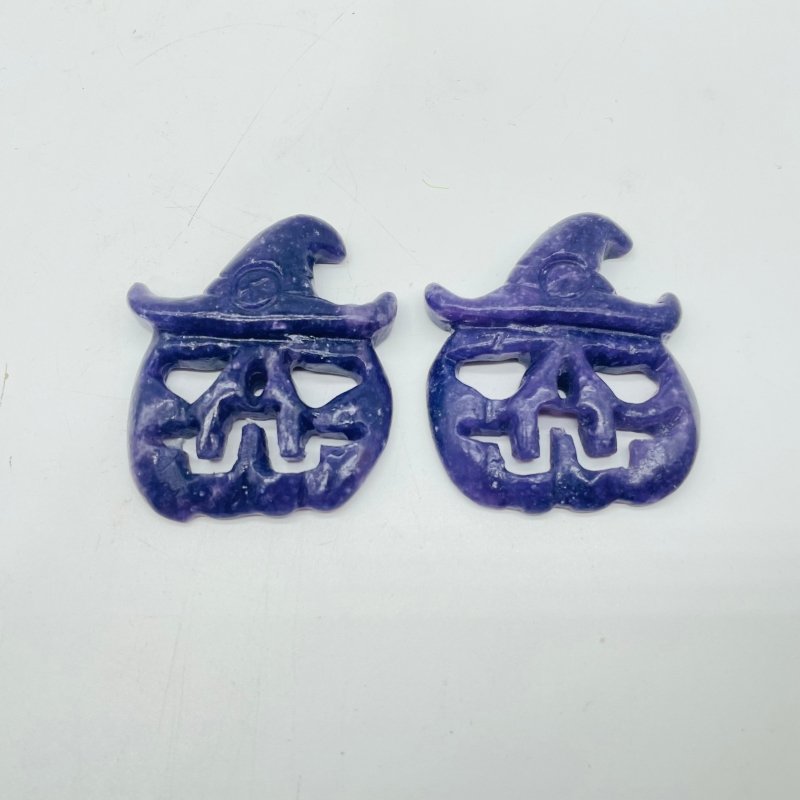 Halloween Pumpkin Wizard Lepidolite Green Aventurine Carving Wholesale -Wholesale Crystals