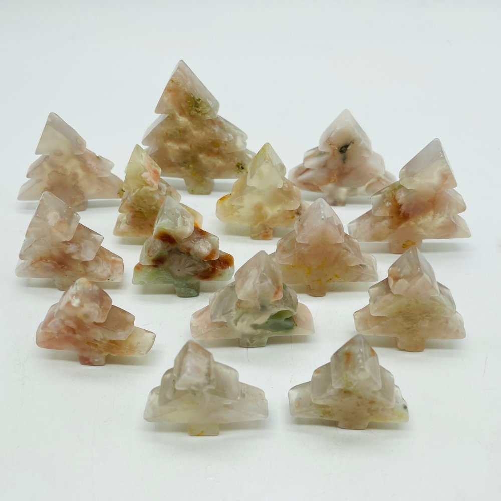 High Quality Sakura Agate Christmas Tree Carving Crystals Wholesale -Wholesale Crystals