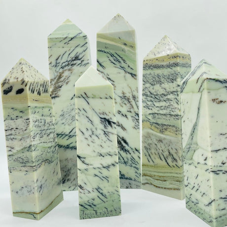 Large Dendritic Sage Jasper Tree Stone Four-Sided Tower Point Wholesale -Wholesale Crystals