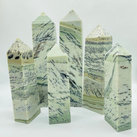 Large Dendritic Sage Jasper Tree Stone Four-Sided Tower Point Wholesale -Wholesale Crystals