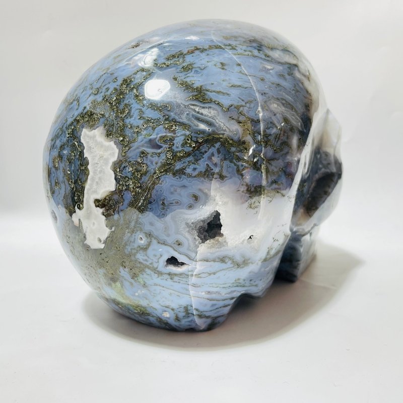 Large Moss Agate Skull Carving -Wholesale Crystals