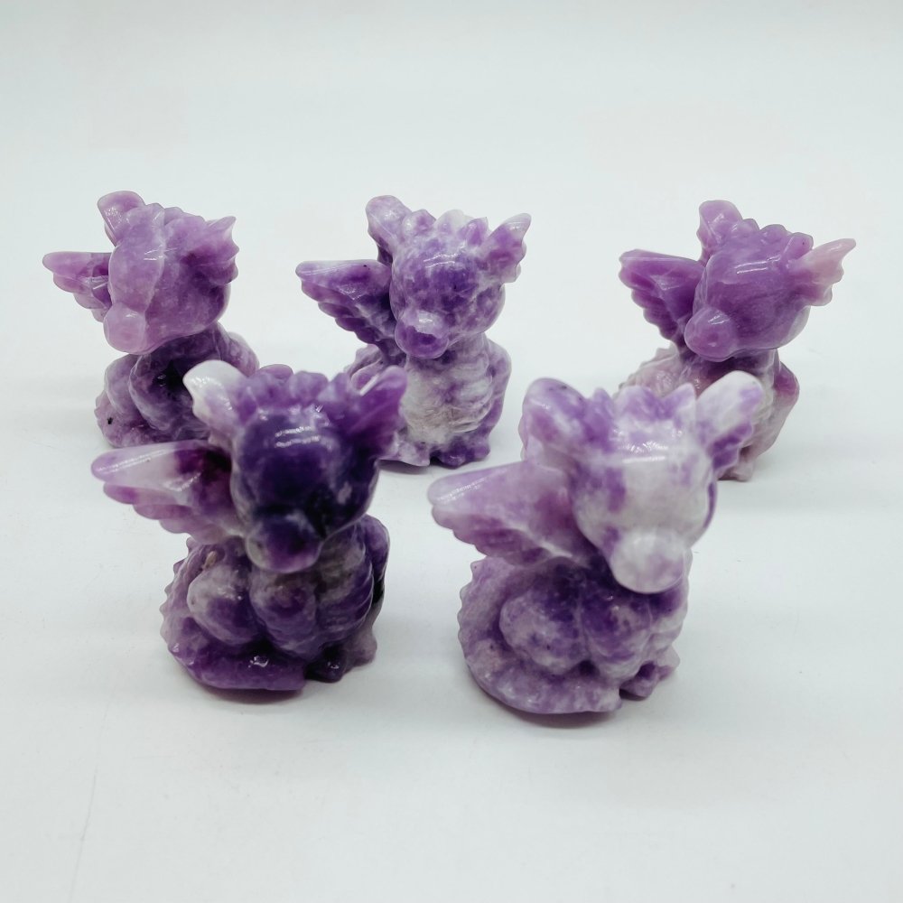 Lepidolite Garden Baby Dragon Carving Sculpture Wholesale -Wholesale Crystals